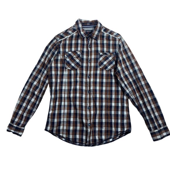 PROJEK RAW  long sleeve cotton  plaid shirt  size medium - Picture 1 of 16
